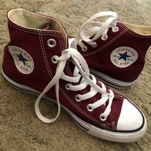 Maroon high top Converse